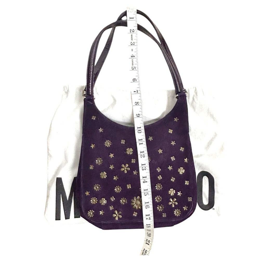 Moschino Purple Suede Floral Studded Shoulder Bag - Picture 9 of 12
